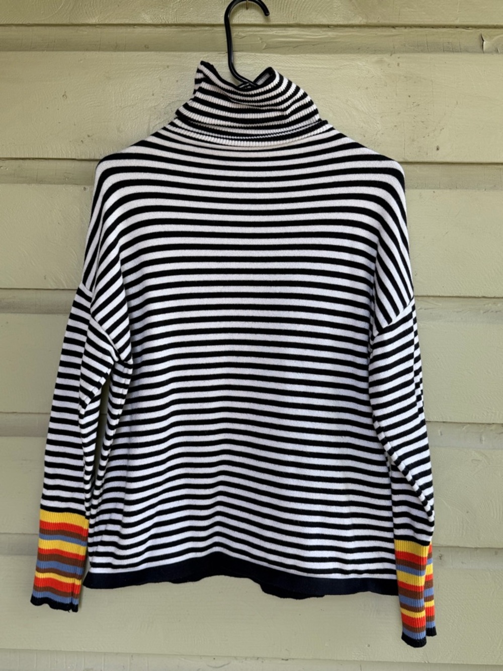 And The Why Striped Turtleneck Sweater – Rainbow Cuff Detail 🌈